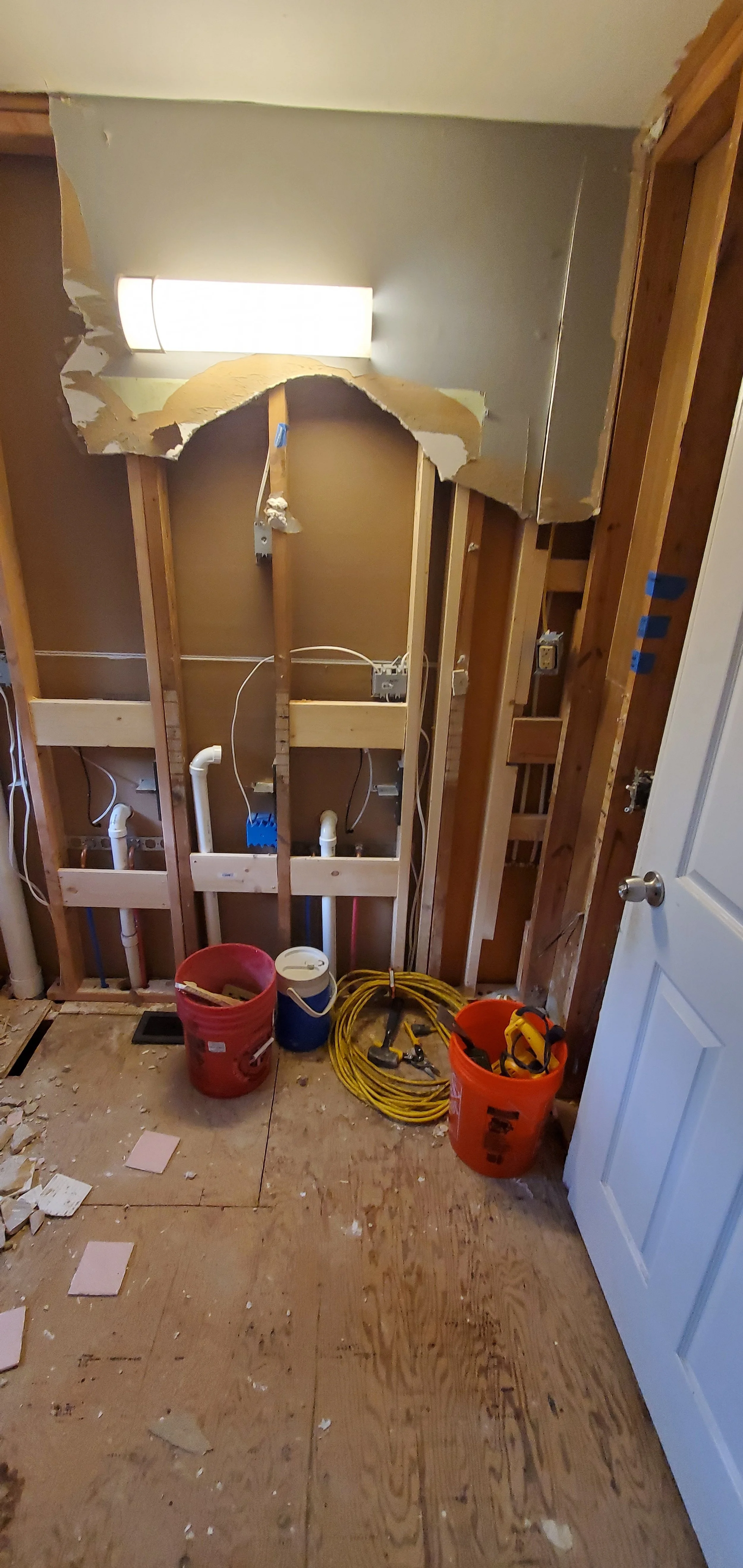Guest bathroom remodel in Chattanooga, TN showing where sink used to be