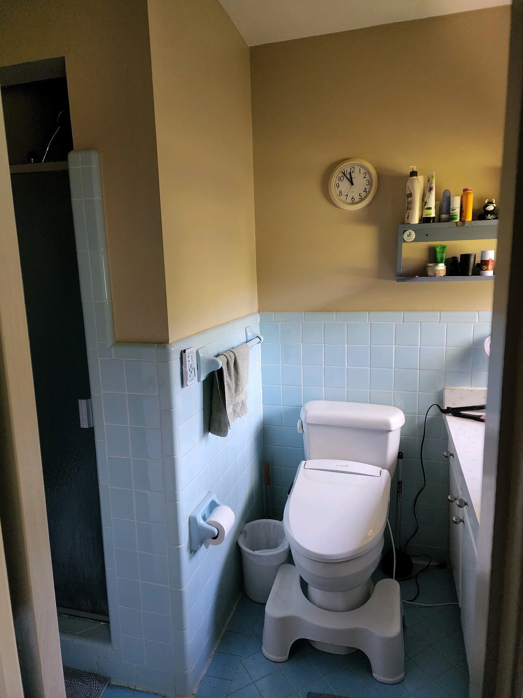 Master bath renovation in Chattanooga, TN showing old layout with toilet, vanity, and shower