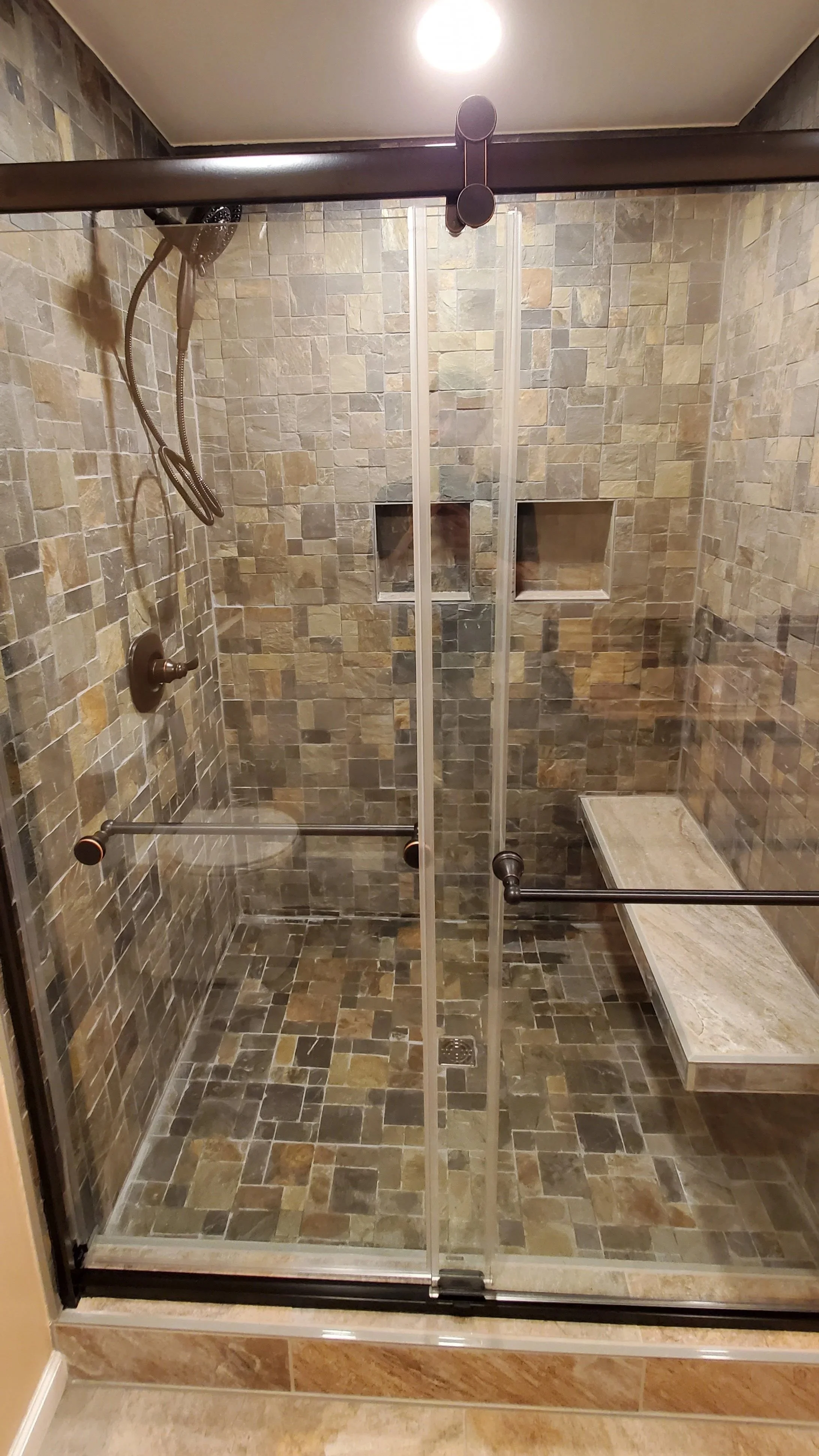 Tile shower in basement bathroom in East TN