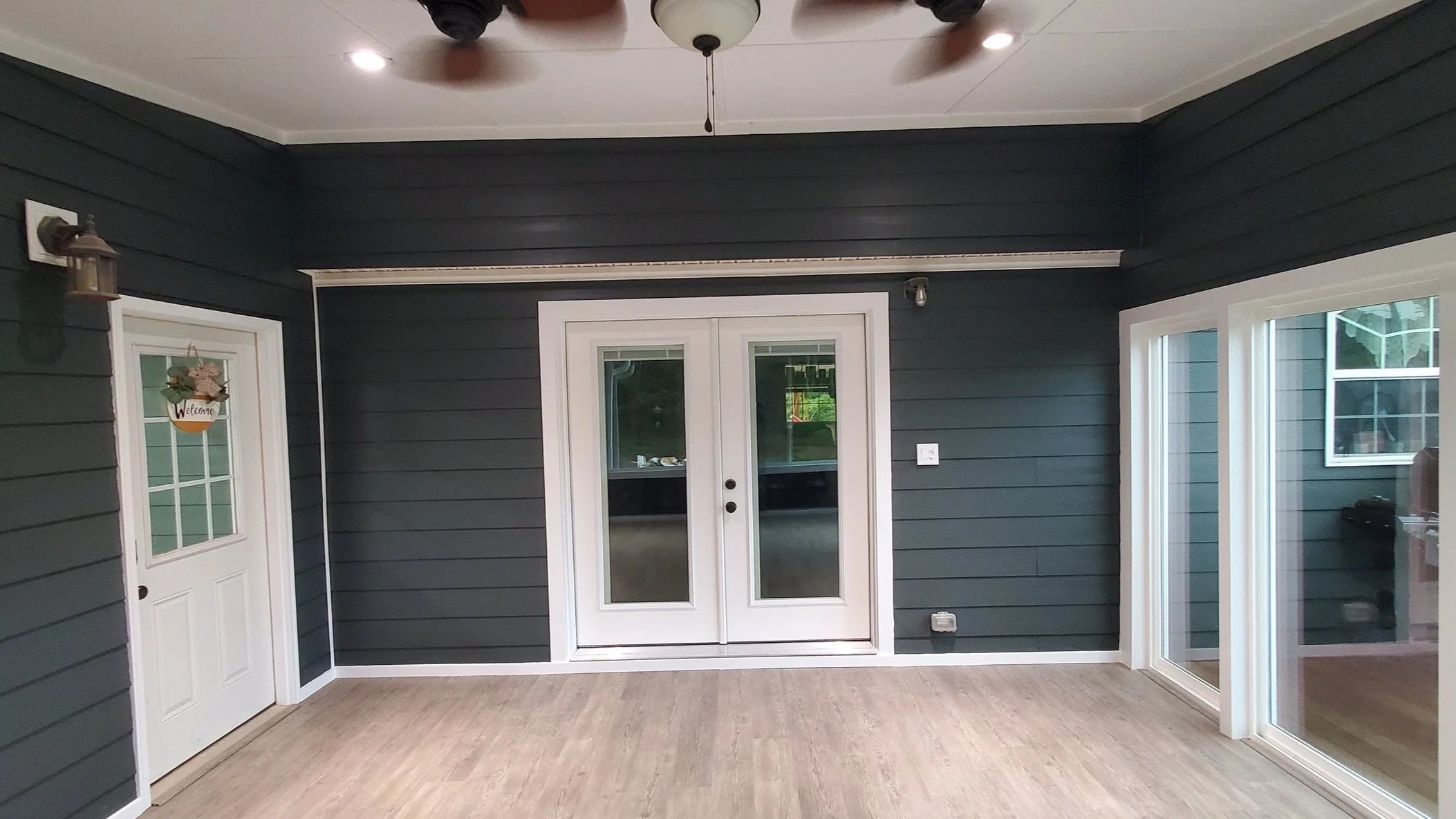 Porch conversion in Dayton, TN showing new doors to kitchen