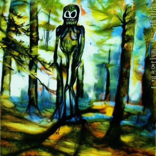 A mysterious ghostly figure among woodland trees