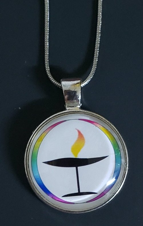 Unitarian Universalist Necklace with rainbow colors