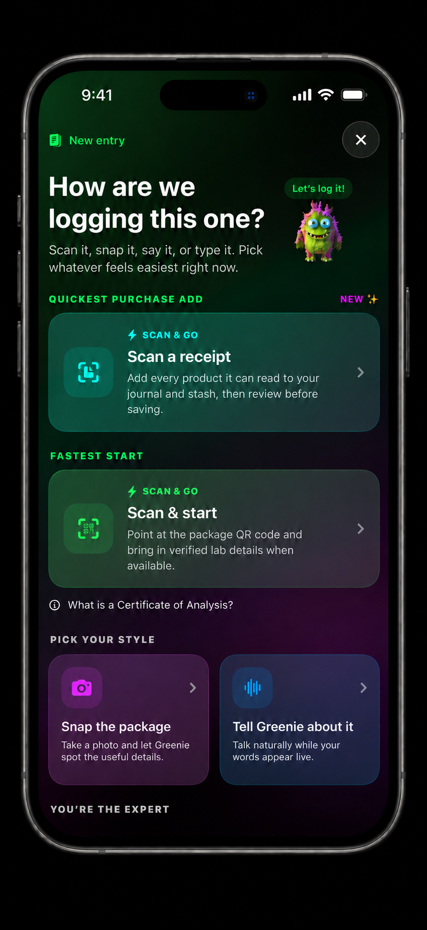 Current Green Journal capture screen displayed in a graphite phone.