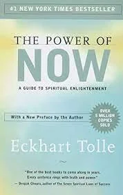 Book cover of 'The Power of Now' by Eckhart Tolle, labeled as a New York Times bestseller. Features a gradient background, author's name, and a badge indicating over 5 million copies sold.