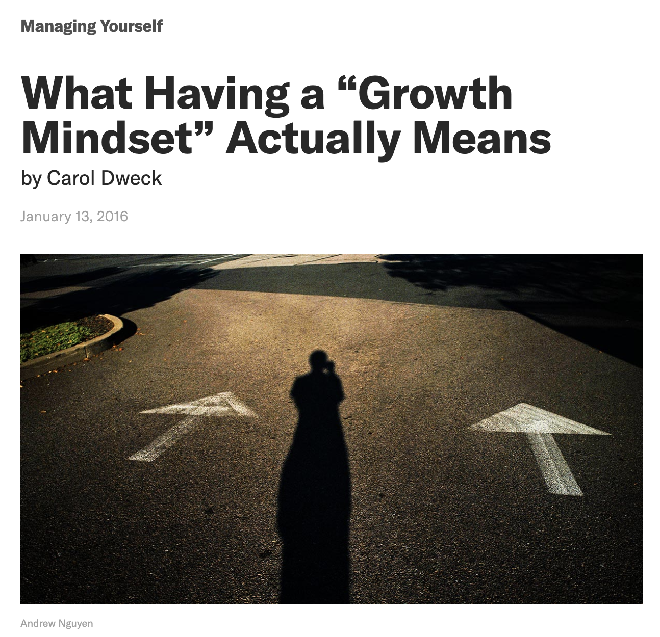 Having a Growth Mindset Article