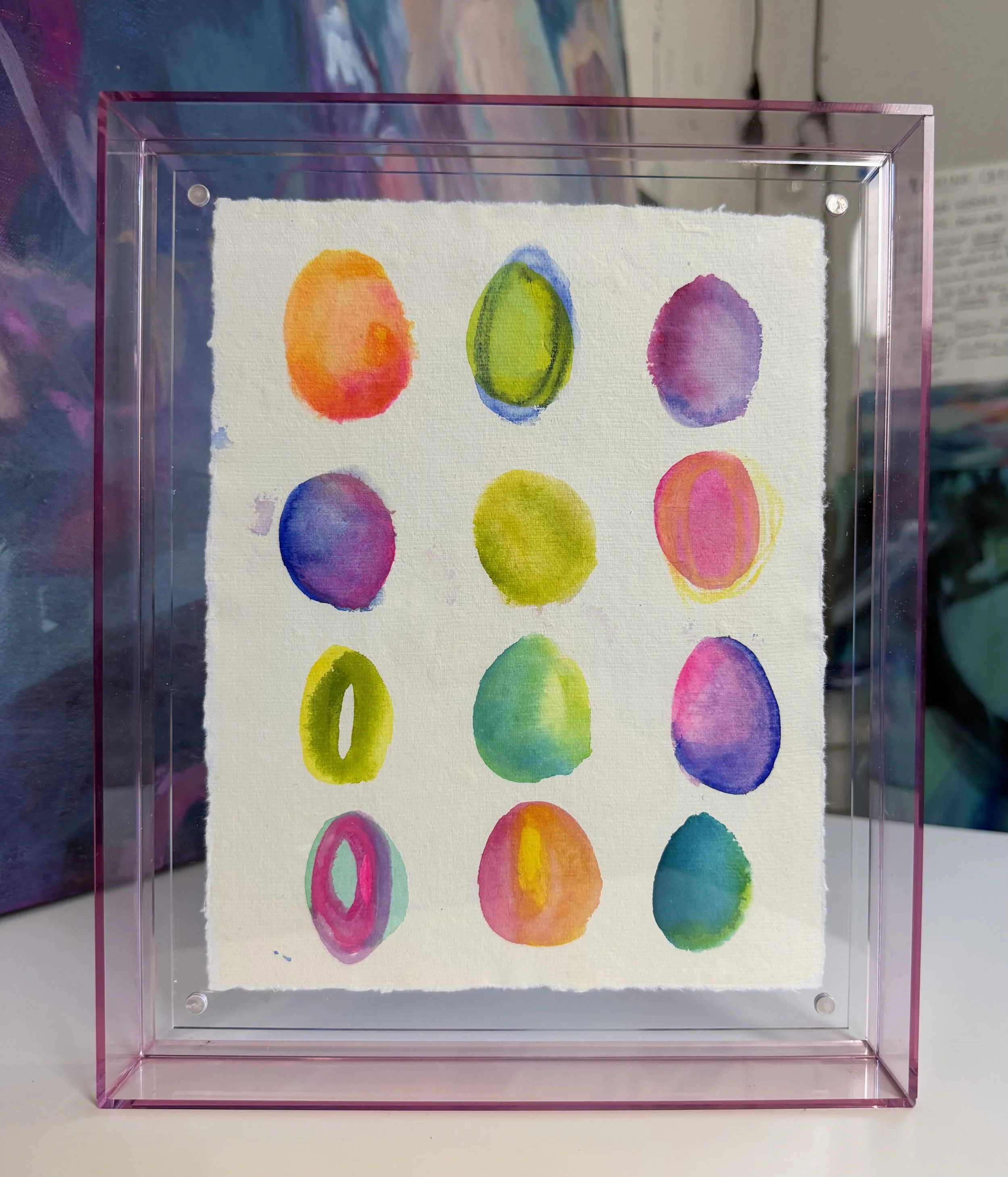 Mixed Media Ovals in Float Frame