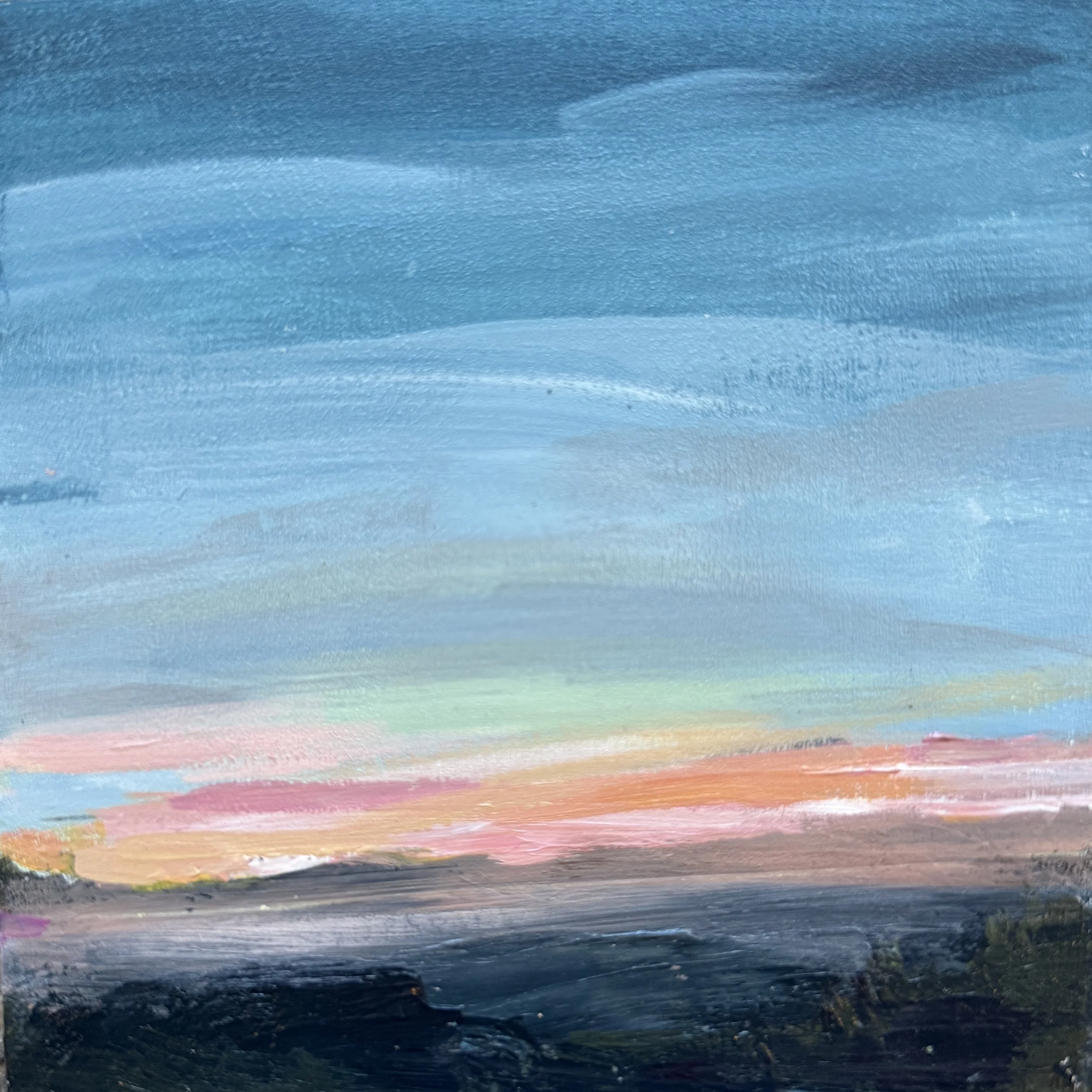 Horizon Blur - Sunset Mini Landscape - 5" x 5" on panel