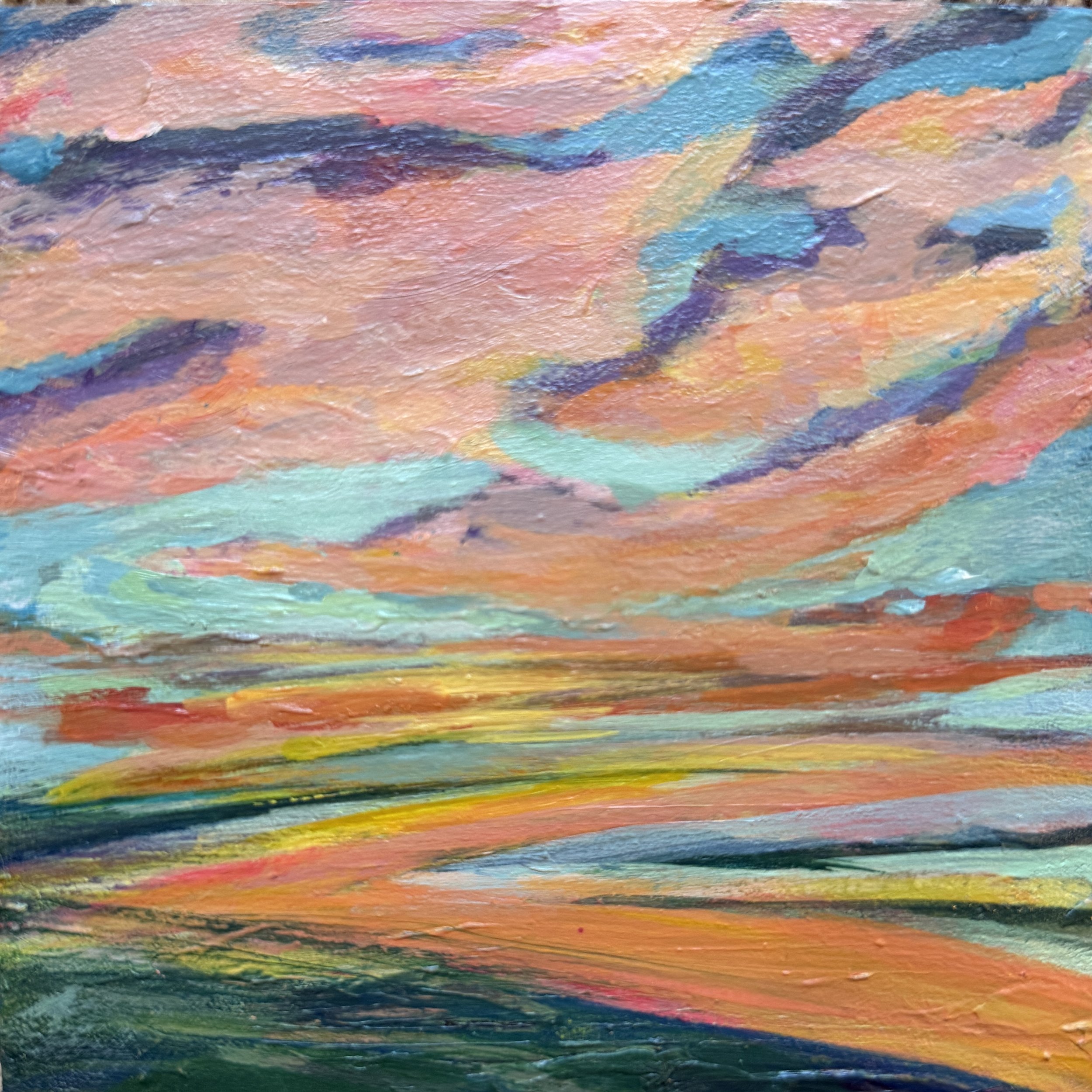 Daybreak Song - Sunset Mini Landscape - 5" x 5" on panel
