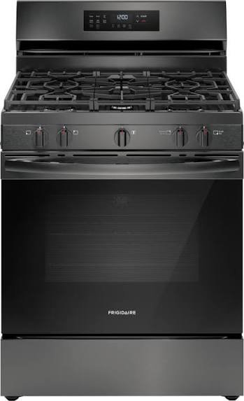 Frigidaire black stainless gas stove with air fry