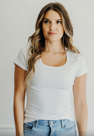 MR Short Sleeve Scoop Tee in White 2 .png
