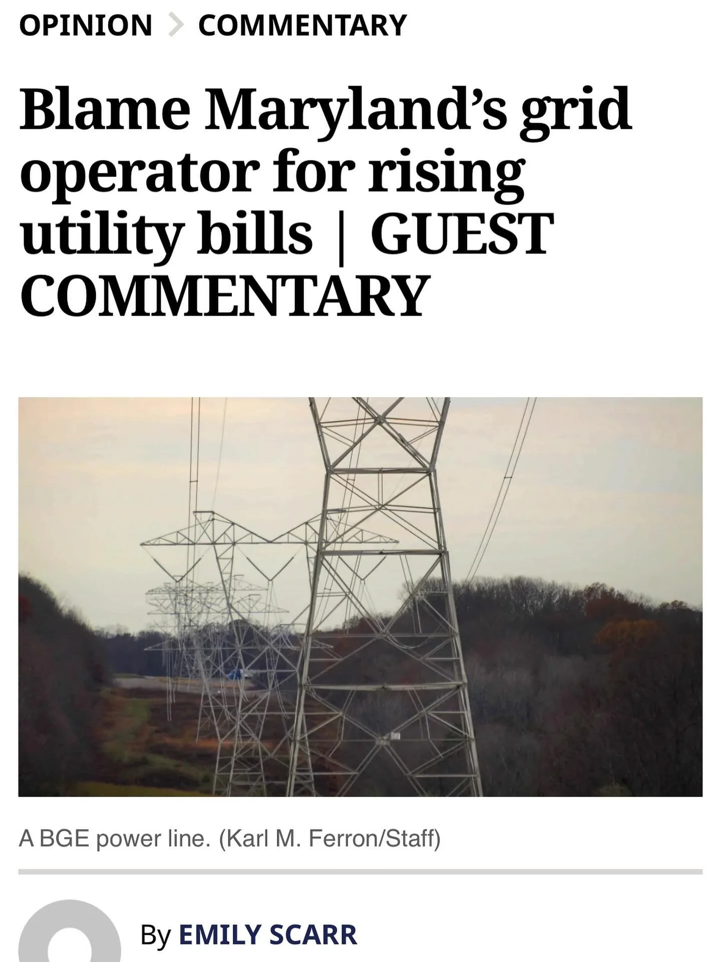 LINK IN STORIES: https://www.baltimoresun.com/2025/06/29/blame-marylands-grid-operator-for-rising-utility-bills-guest-commentary/ Your utility bill combines two primary components: delivery and supply rates. Delivery rates cover utility infrastructur