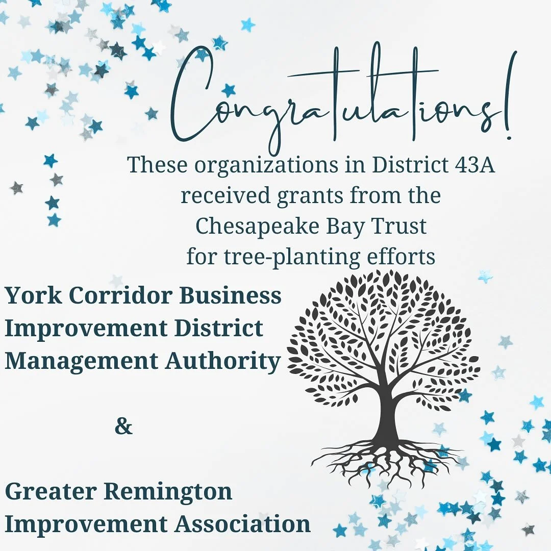 The York Corridor Business Improvement District Management Authority, and the Greater Remington Improvement Association have received grants from the @chesapeakebayfoundation. Congratulations!