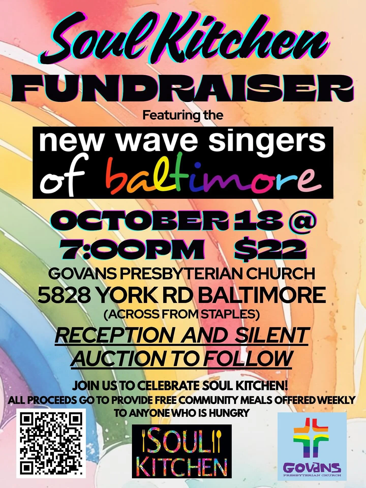 Soul Kitchen, a soup kitchen operating out of Govans Presbyterian Church, is hosting a fundraiser on October 18th at 7pm. There will be live music, a reception, and a silent auction.