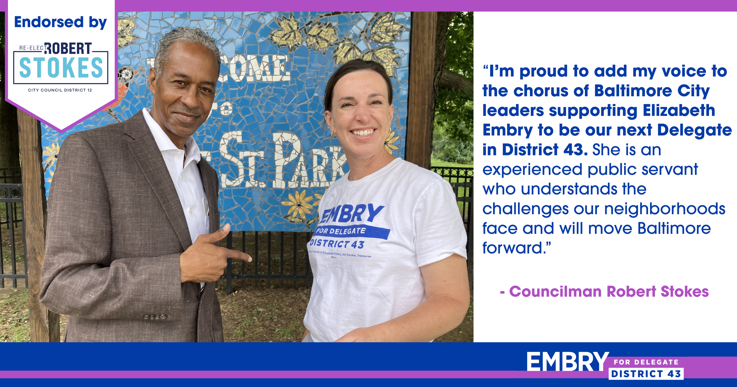 Councilman Robert Stokes endorses Elizabeth Embry