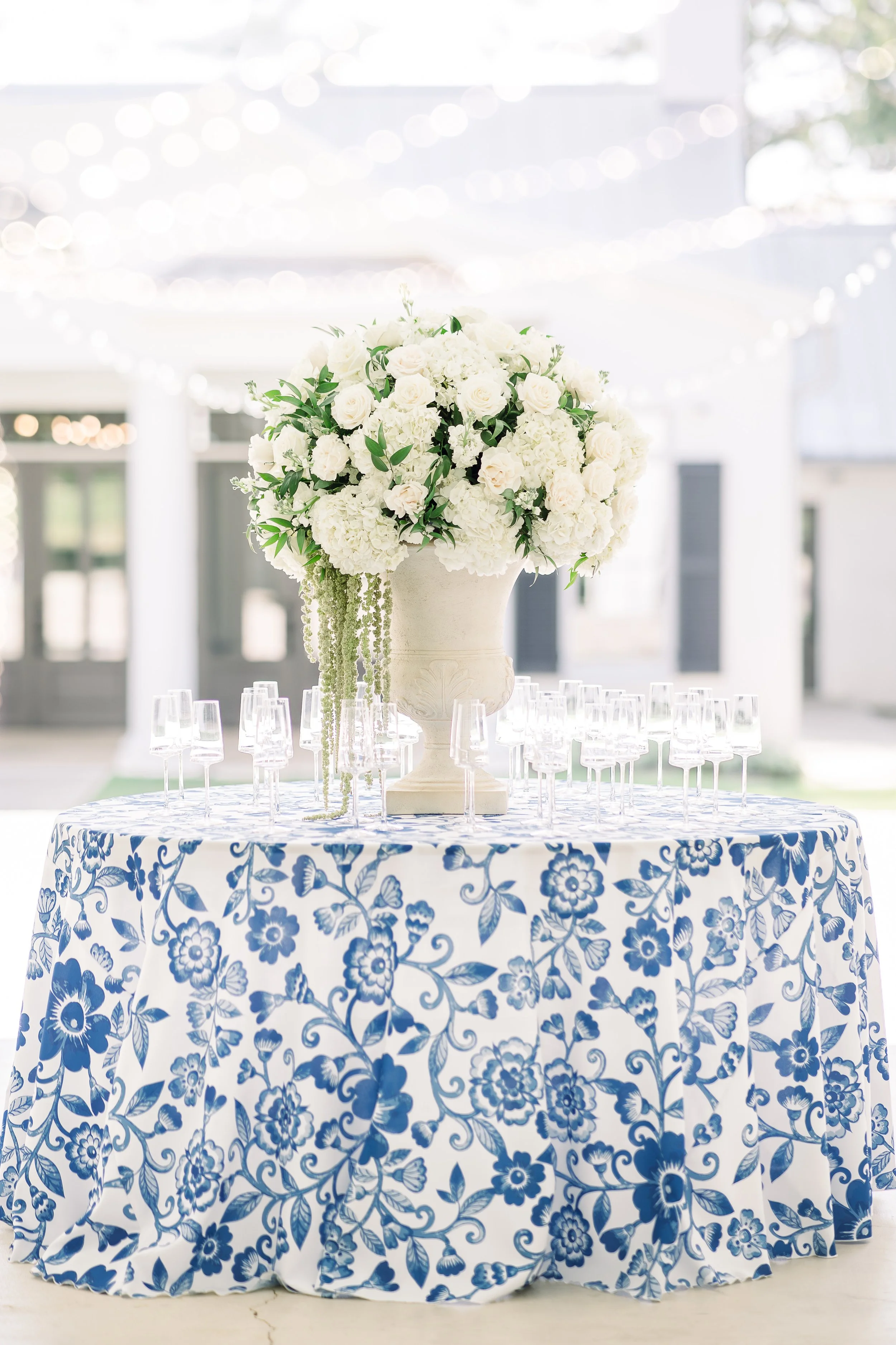 wedding reception flowers white and green