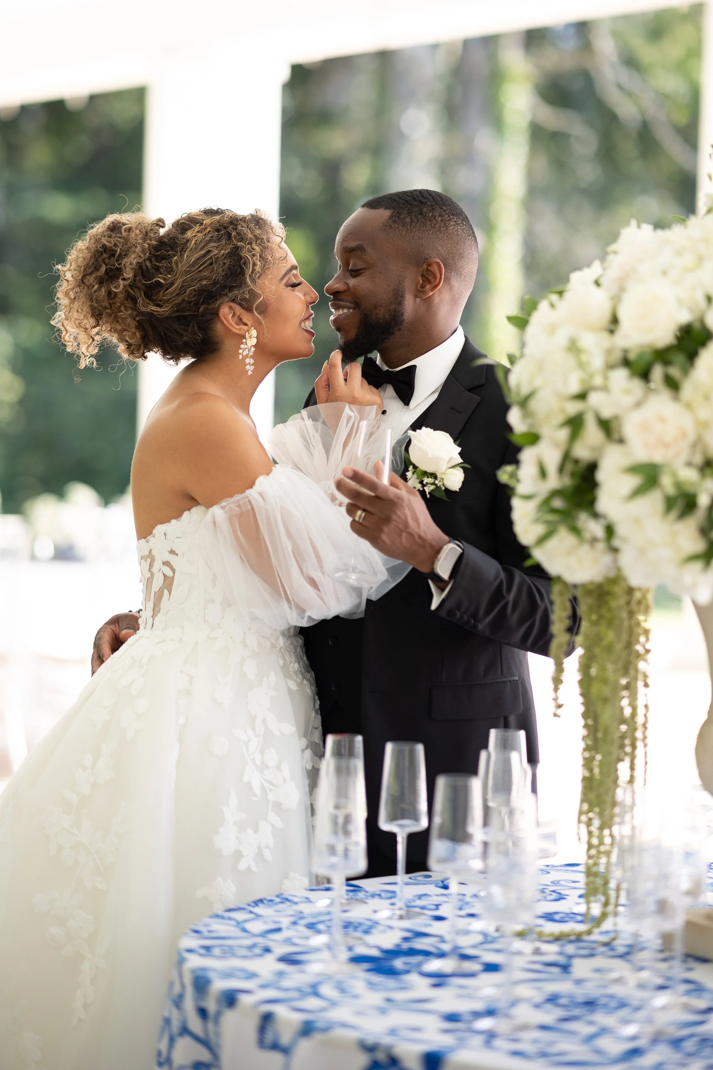 Wedding Reception Flowers, white and green