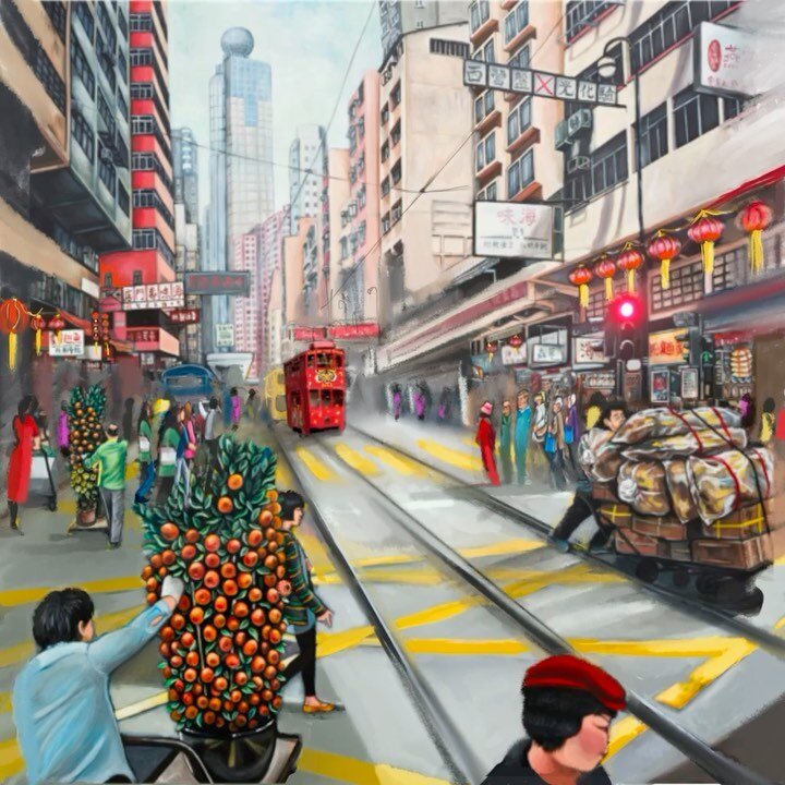 Am missing the sound of Hong Kong trams &amp; trolleys wheeling lucky orange trees &amp; flowers for Chinese New Year 🧧 Kung Hei Fat Choi for the year of the Tiger !! 
.
This was a big learning curve animating multiple layers in @procreate in #anima