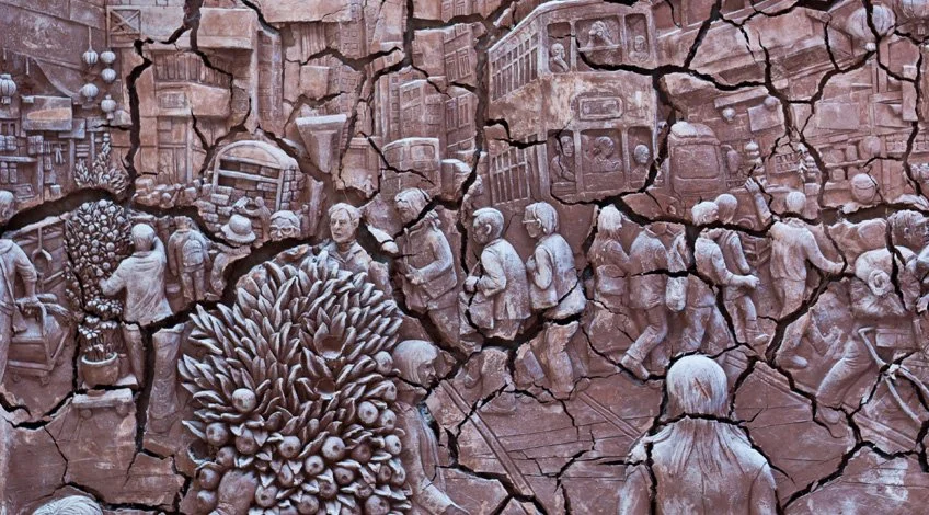 Dried cracked clay after the mould has been remove. Photo by Adrian Rawle