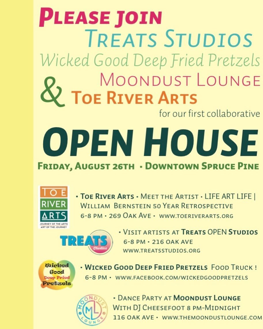 We are having an Open House!
 
We hope you&rsquo;ll join us August 26th for our second Open House after a summer of making. Our studios will be open to meet artists and see their what they&rsquo;ve been working on.

We have partnered with @toeriverar