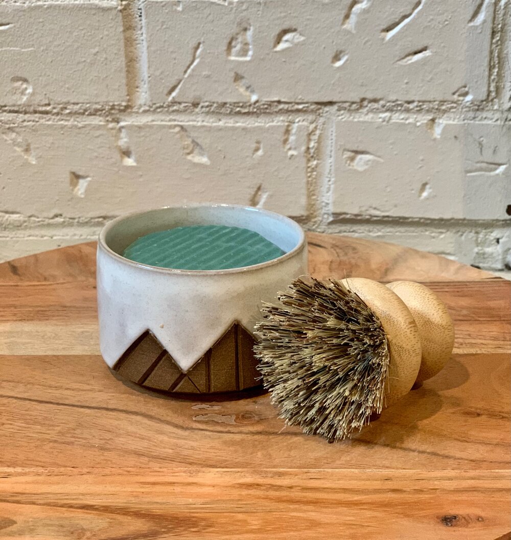 Ceramic Mountain Shave Bowl or Kitchen Scrub Brush Holder — Less