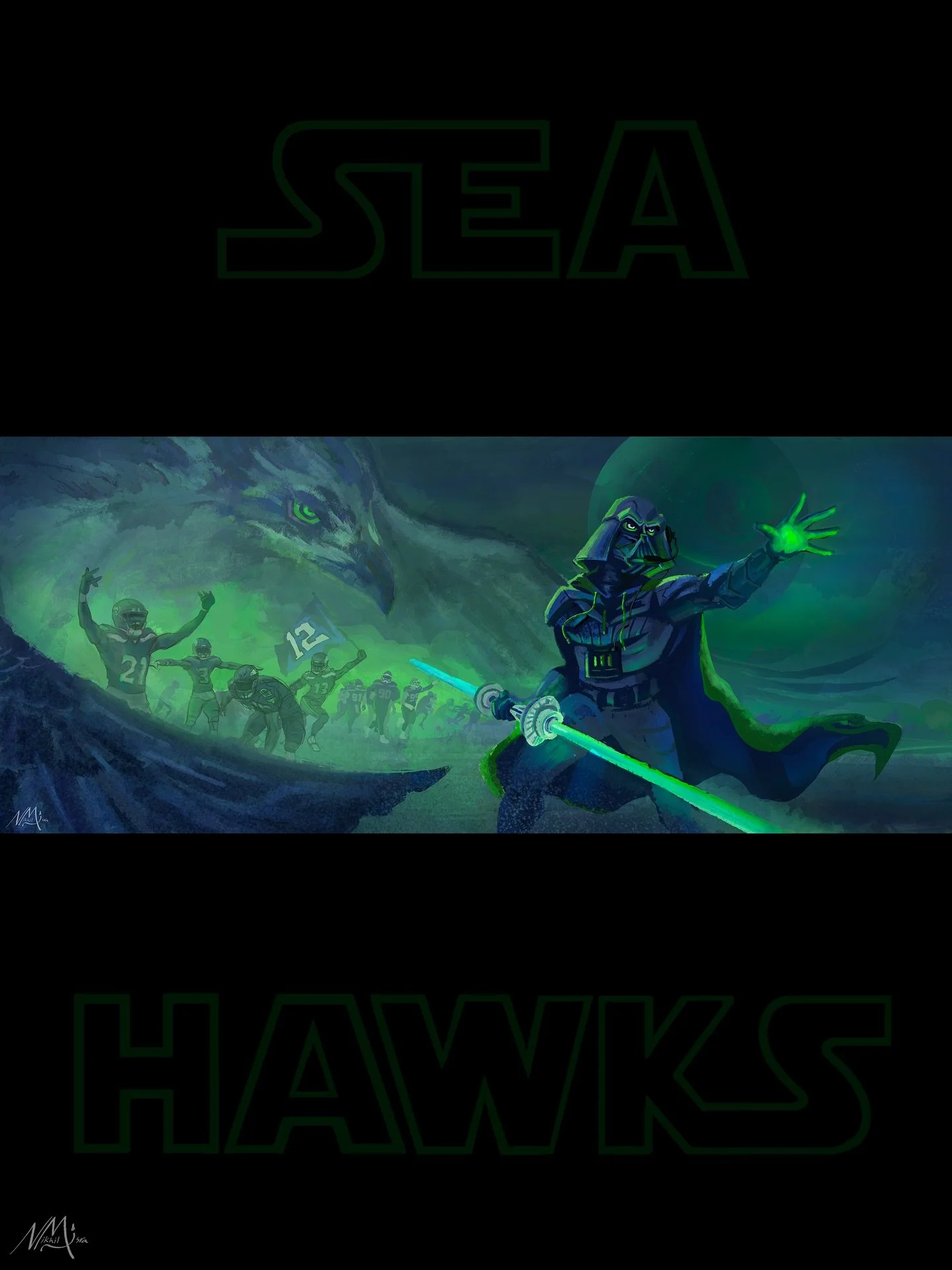 The Empire Strikes Back!
#DarkSide

➡️ timelapse and process. Painted digitally in Procreate on ipad and Photoshop on Wacom tablet. Go Hawks!

@seahawks