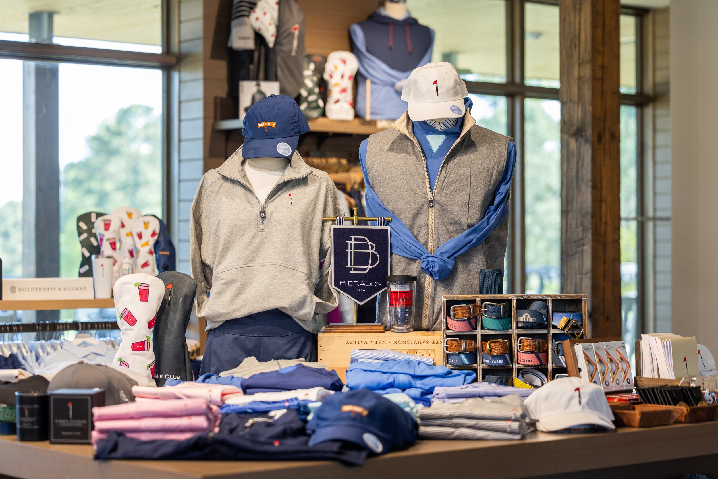 B.Draddy clothing display in a golf shop