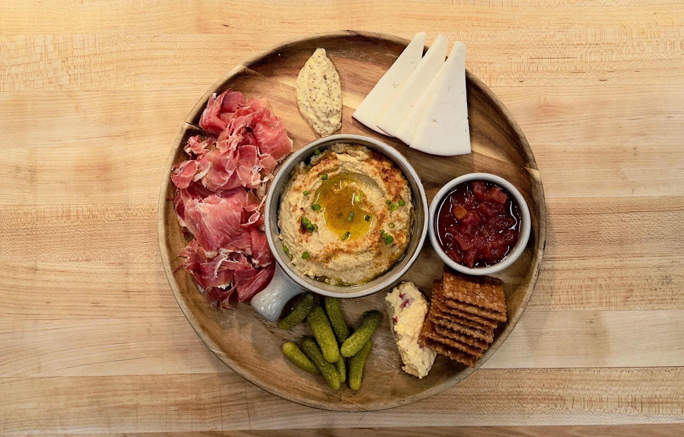 BH-Provisions Board with House Peanut Hummus, Pimento Cheese, Lady Edison Country Ham, Accoutrements.jpeg