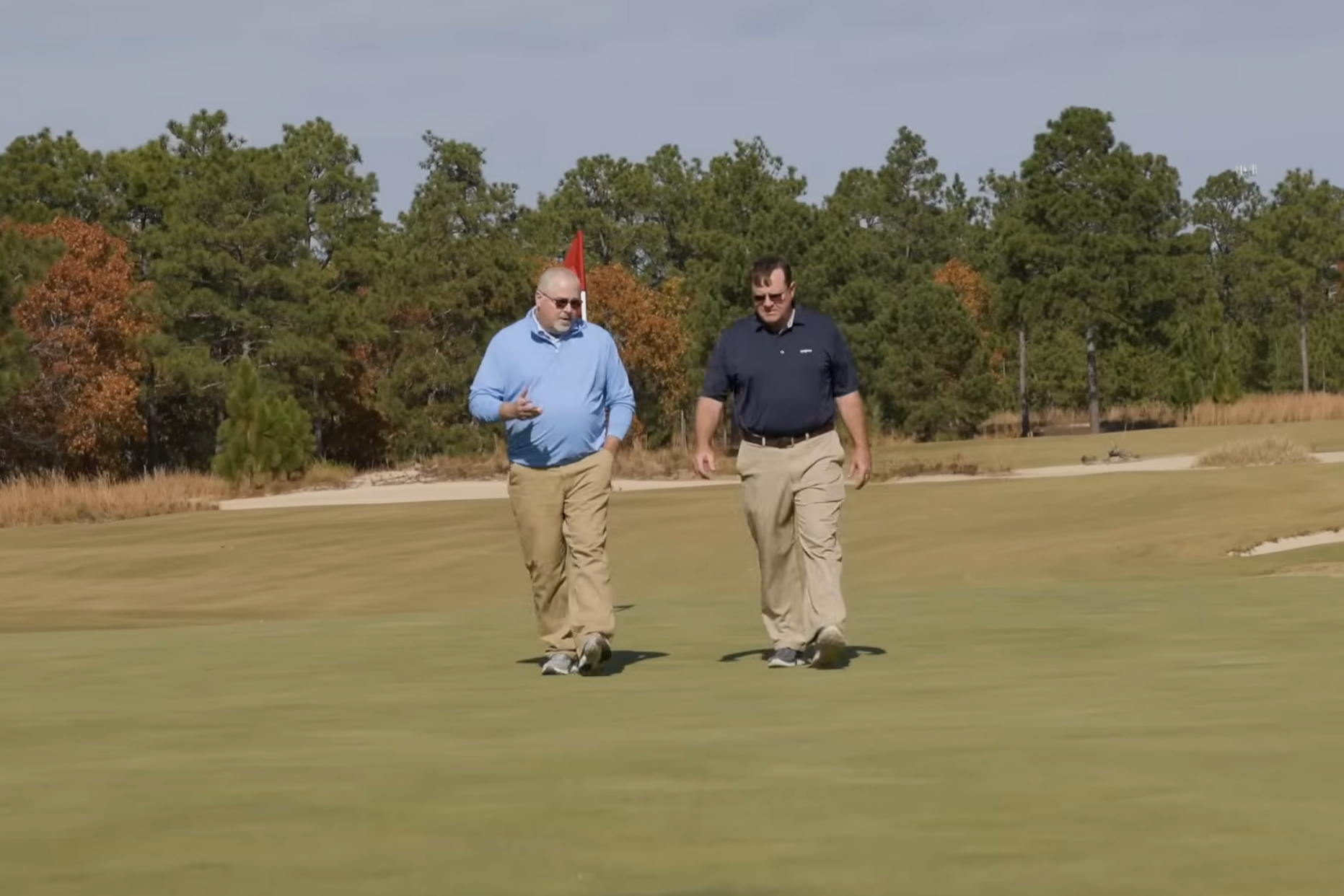 Dormie Club Director of Agronomy Eric Harbauer (left) with Dr. Lane Tredway, Technical Services Manager for Turf at Syngenta (right) at Dormie Club 