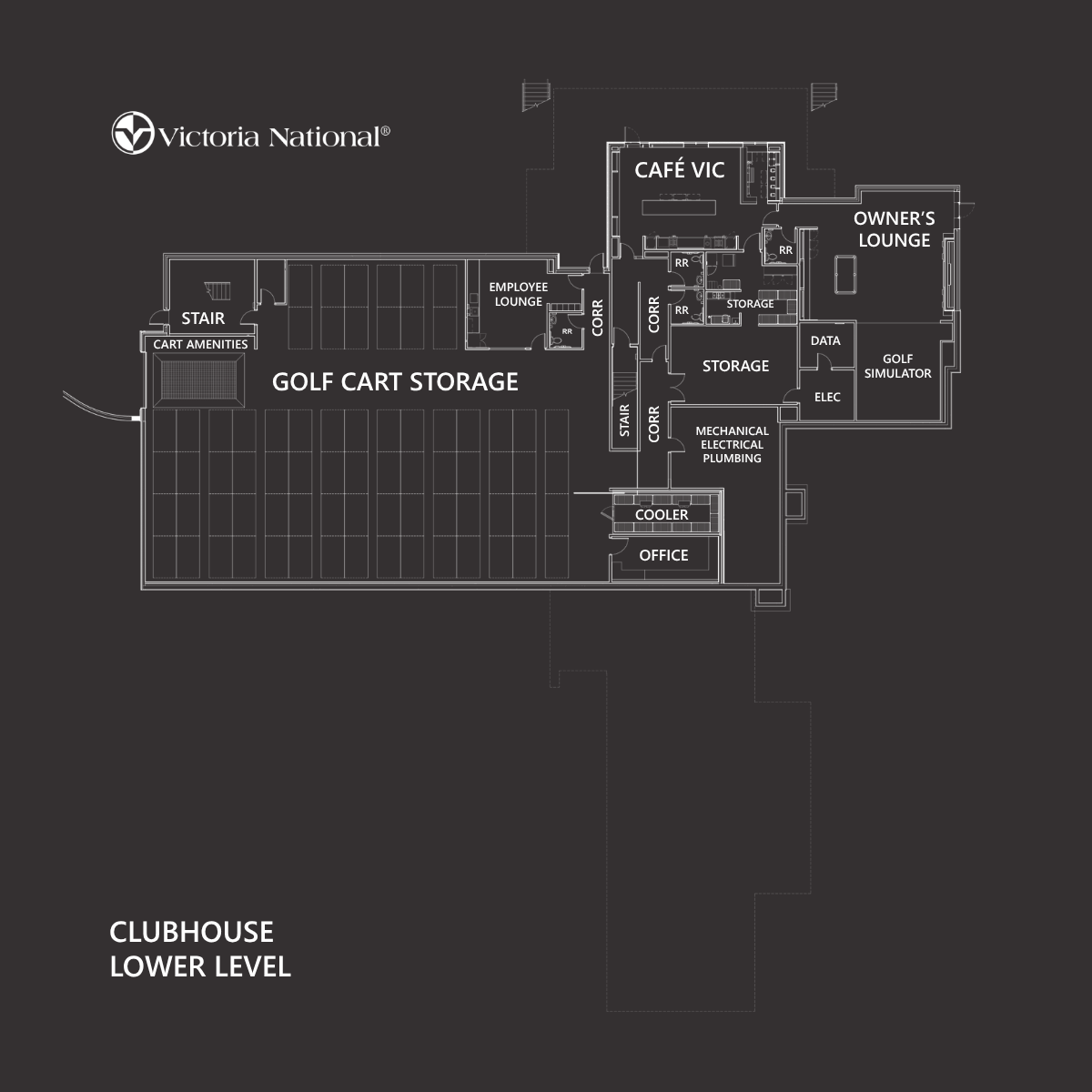 Victoria National clubhouse lower level floor plan