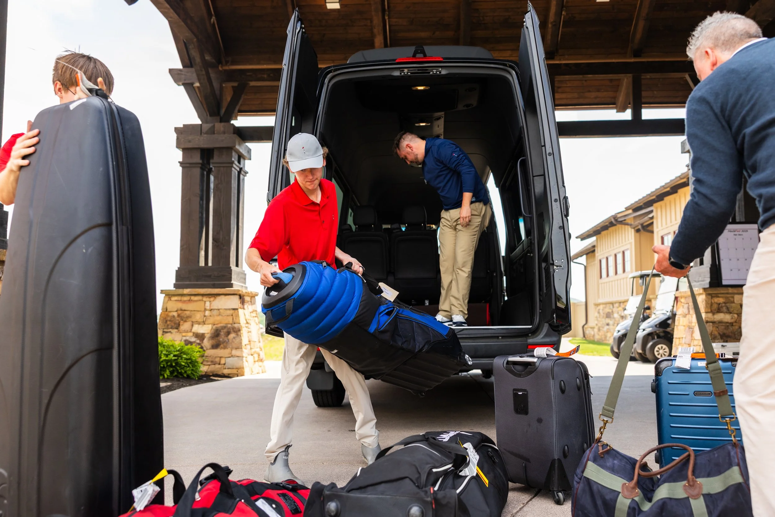 Club services team unloading bags at Ballyhack