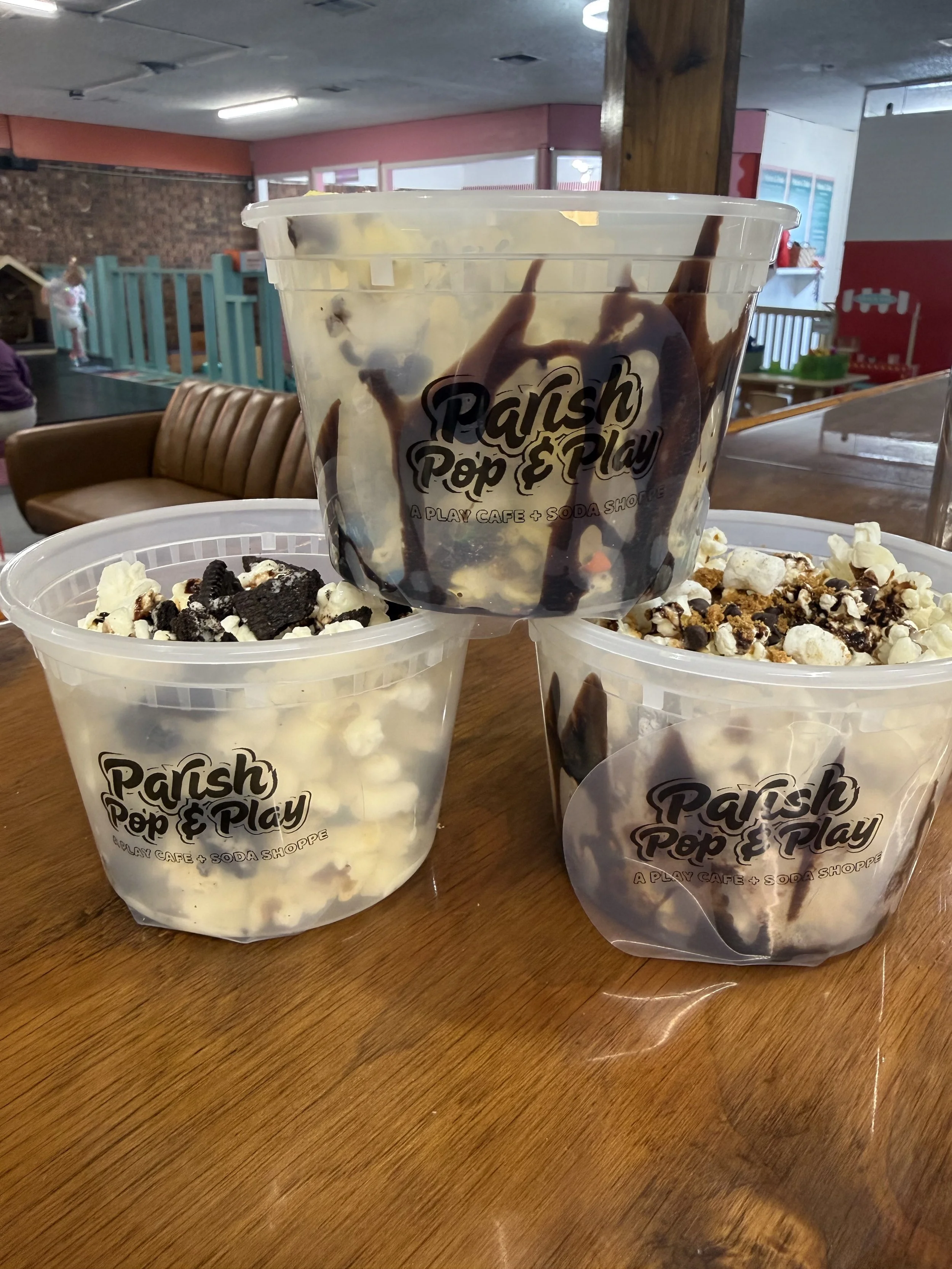 Parish Pop and Play - dirty sodas, dirty Alani, dirty redbull, baked goods, and popcorn buckets - Monroe, LA