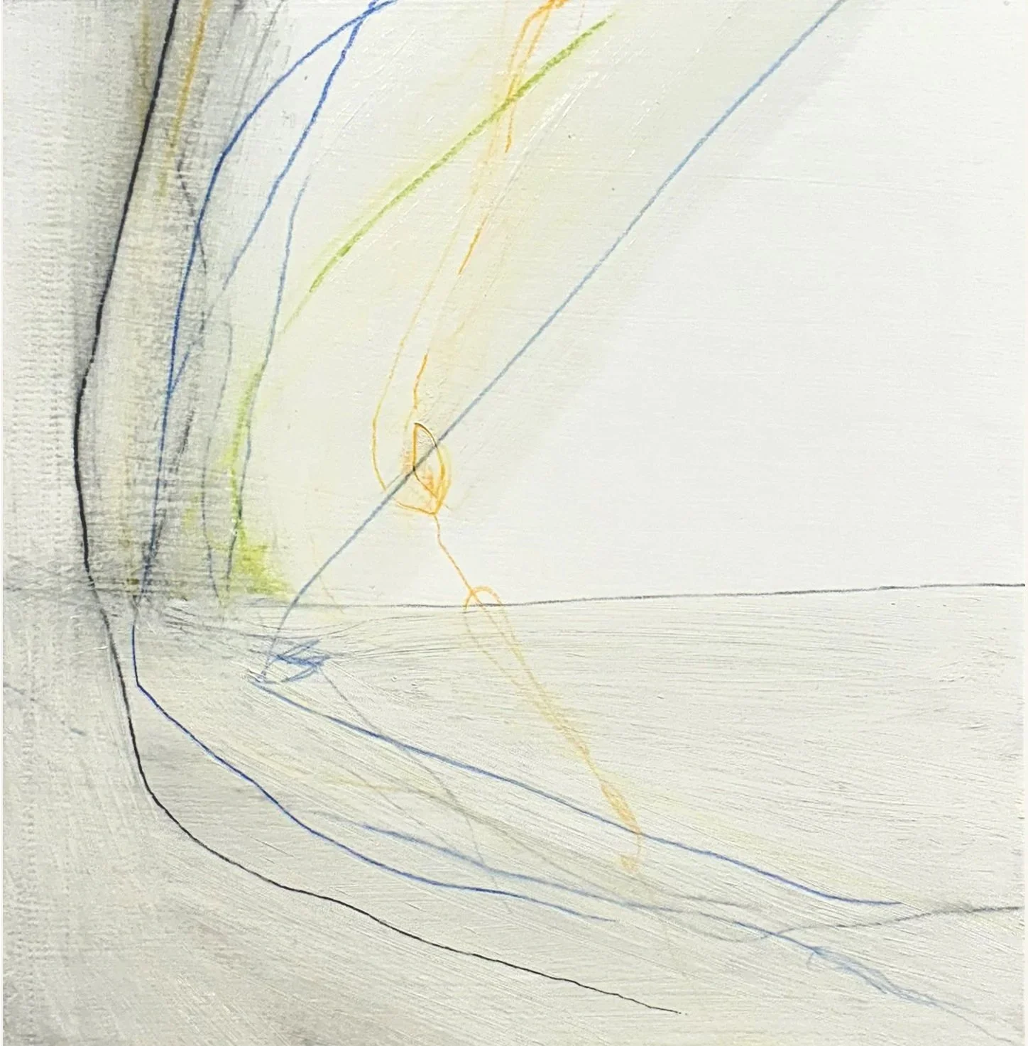 Tsuchinshan Atlas, 2024, 10" x 10", oil with colored pencils on panel. 