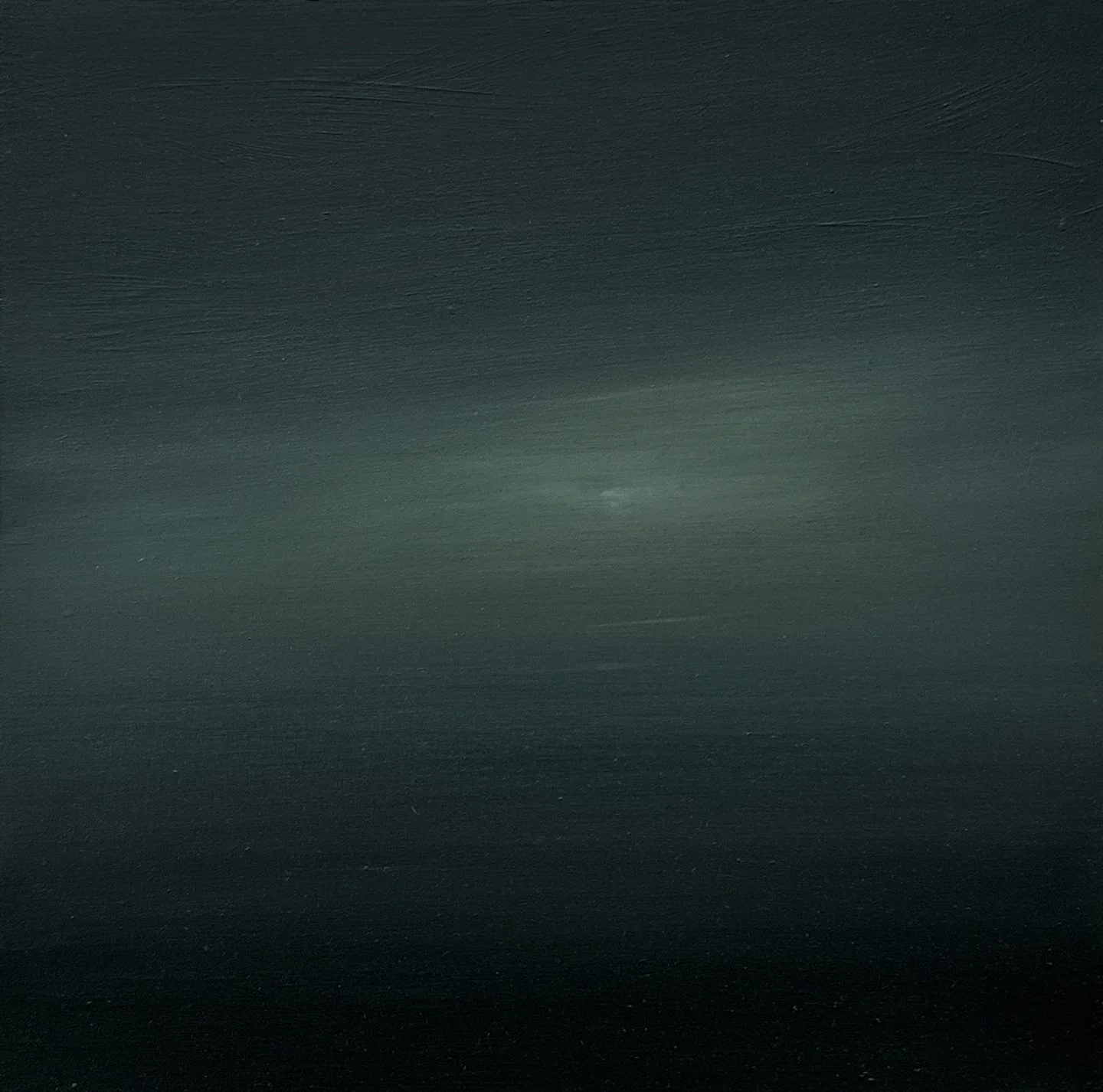 moon rising in thick clouds, 2025, 14" x 14", oil on panel