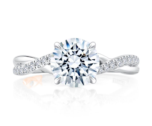 Split Shank Round Cut Diamond Engagement Ring with a Crossover Design  Diamond Band MECRD2545-167 — Koehn Koehn Jewelers Rock Your World