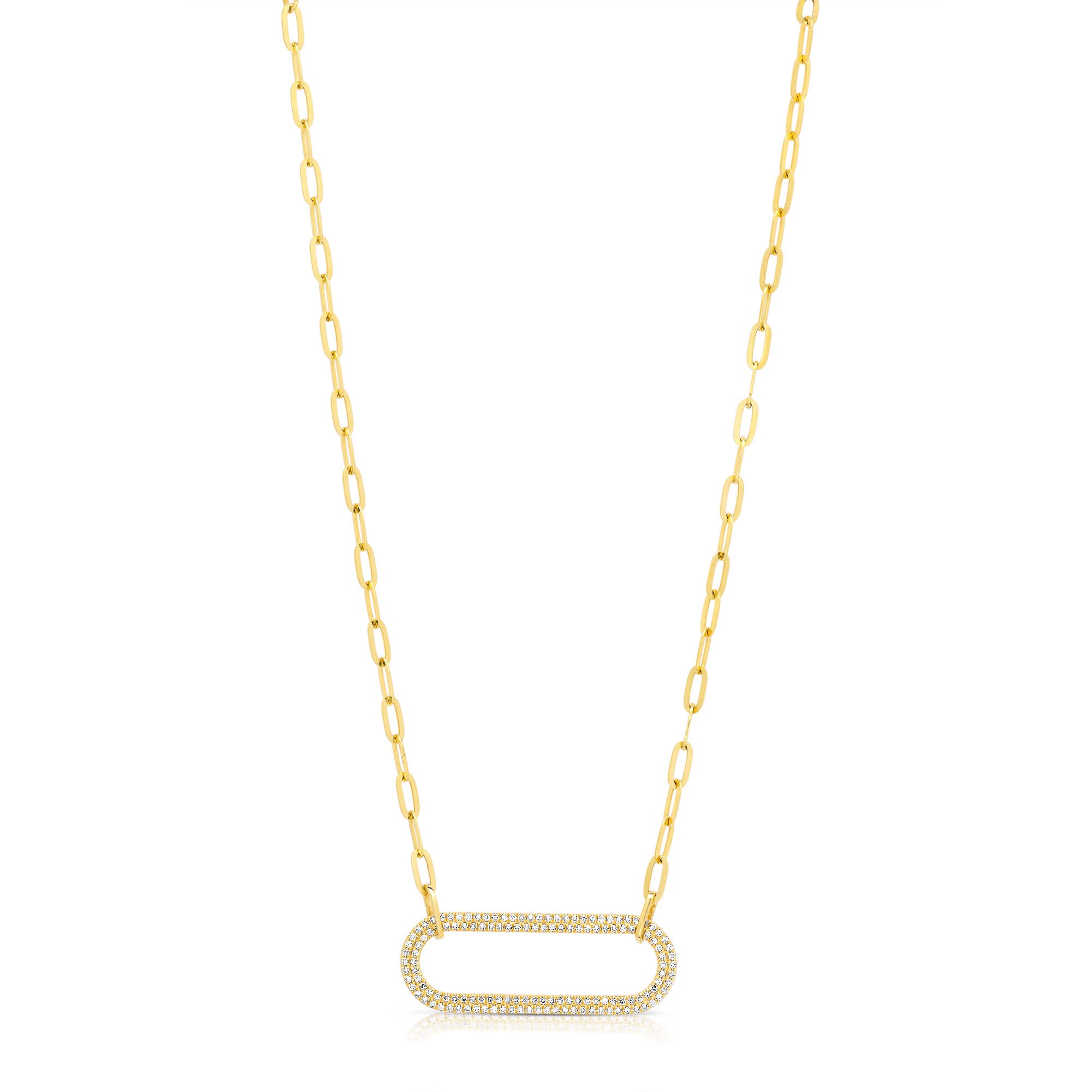 Shy Creation Diamond Paperclip Necklace 2-3/8 ct tw Round 14K Yellow Gold  18