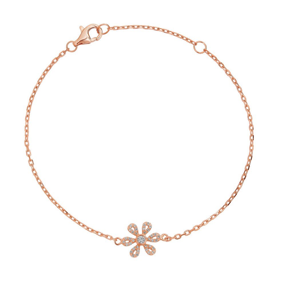 14K Rose Gold Diamond Flower Bracelet — Koehn & Koehn Jewelers