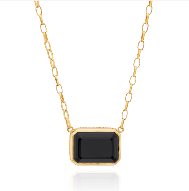 ONYX YELLOW GOLD LONG NECKLACE