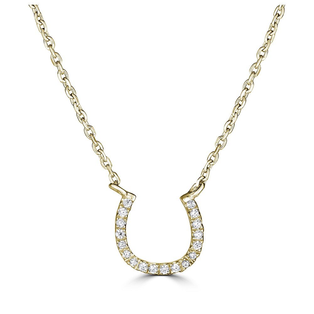 Diamond Horseshoe Necklace Paper Clip Chain 14K Gold 0.13ct – Blue Apple  Jewelry