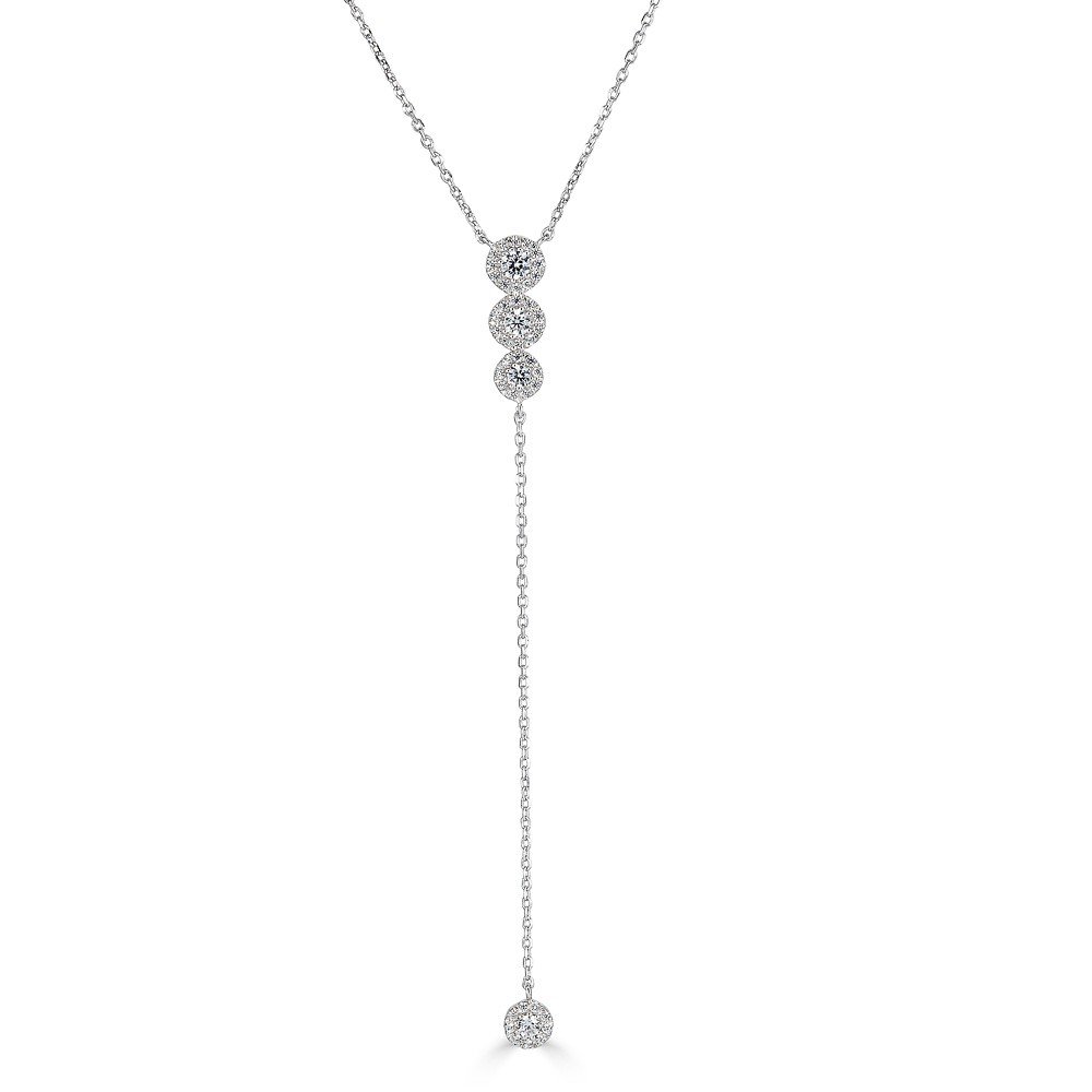 18k White Gold Lariat Diamond Necklace - Arezzo Jewelers – Elmwood Park, IL  -