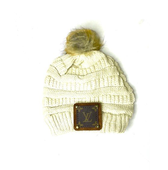 Beanie with LV patch and antique hardware