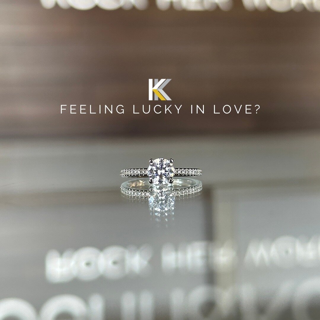 Let's make your love story sham-rock 🌈💚 And that starts with the perfect ring! ⁠
⁠
This stunning round diamond engagement ring features an exquisite eternity band, and the beautiful four prong center highlights a classic style for the timeless brid
