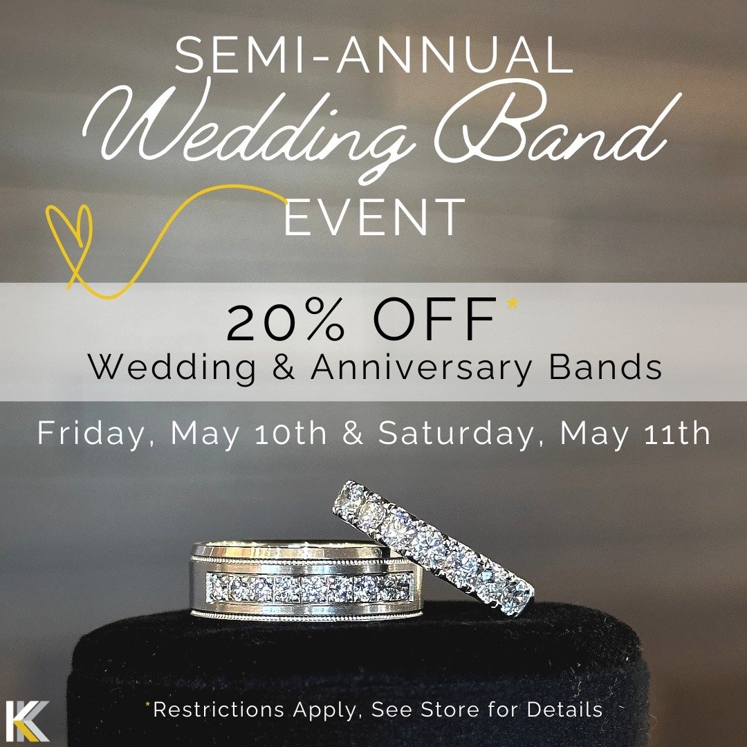 Our Wedding Band Event starts in just 3 weeks! 💍⁠
⁠
We are going to have 100&rsquo;s of additional wedding bands and engagement rings in-store! ✨⁠
⁠
Take advantage of the huge selection AND 20% off select brands, by appointment only. Spots are limit