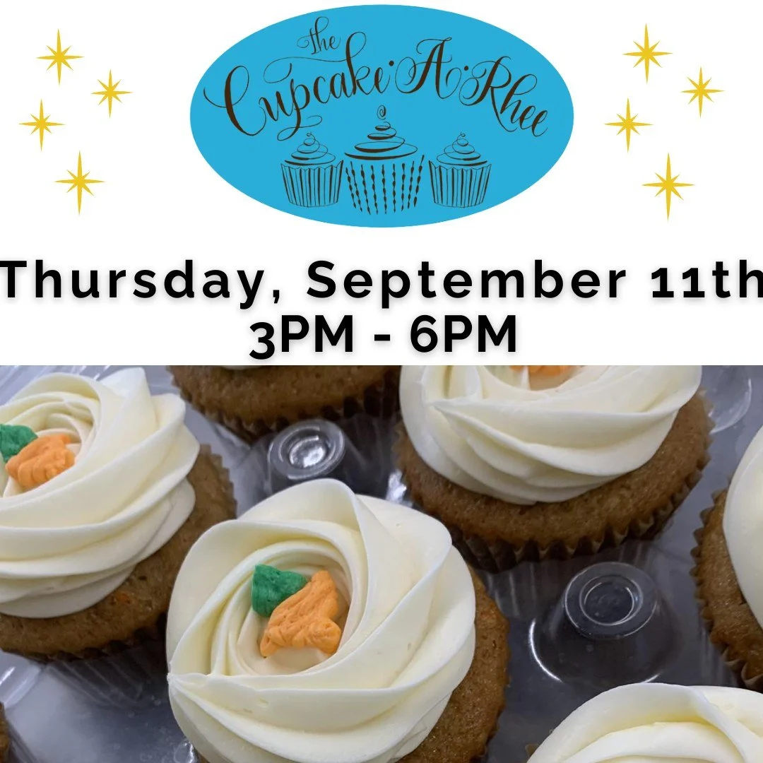Y'all know the drill! 3:00pm-6:00pm unless they run out!
A perfect afterschool treat!
Cupcake flavors: Vanilla & Chocolate Packers decorated, Chocolate Peanut Butter, Carrot Cream Cheese (without nuts), Lemon Mixed Berry, Almond White Wedding