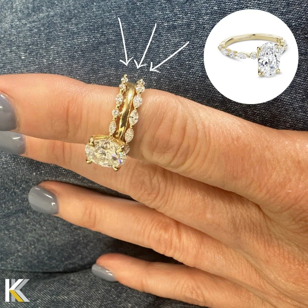 ✨Little Detail, Big Impact! ✨
Sometimes all it takes is a simple gold band between your engagement ring and wedding band to make the whole stack shine even brighter.
That little bit of separation? It gives each ring its own moment - and lets your
