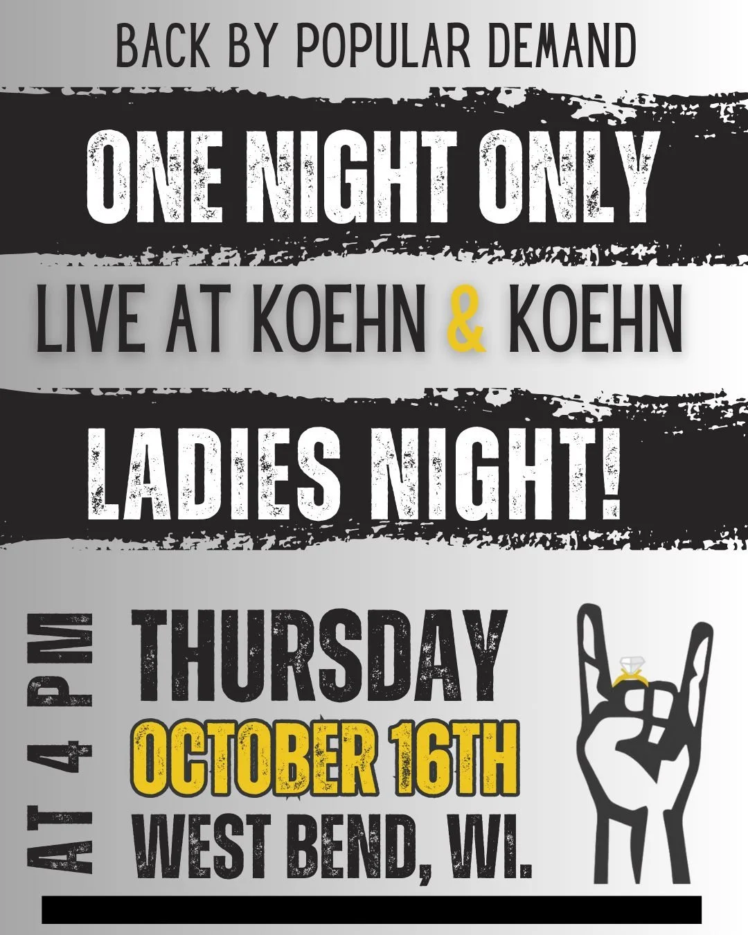 LADIES NIGHT IS BACK &mdash; OCTOBER 16 &bull; 4&ndash;8PM
Call your groupies, grab your lanyard, and get ready to rock!

This night&rsquo;s about diamonds and deals...and of course updating that wishlist! 

🔥 RSVP + show up = 15% off
🔥 Bring a fri