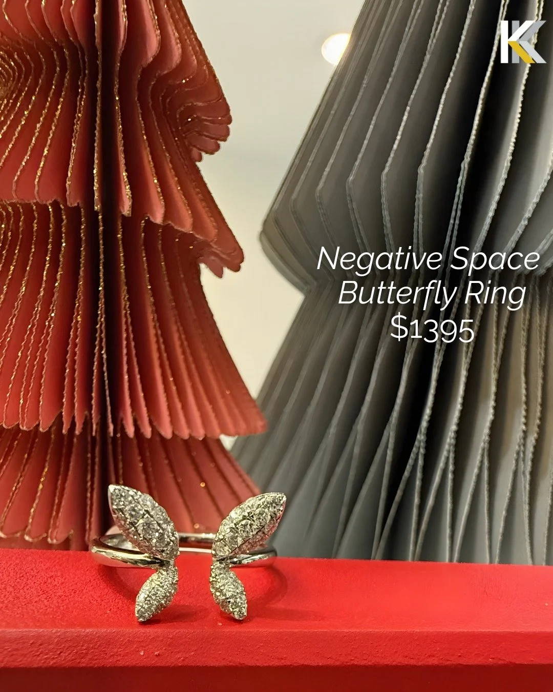 Butterfly, but make it boujee.
White gold, diamonds, negative space, and sparkle for days.
Modern. Sculptural. Totally stunning.

This chic piece is NOT on our website!  DM us or text us 262-338-1600 to find out more...or of course POP IN!