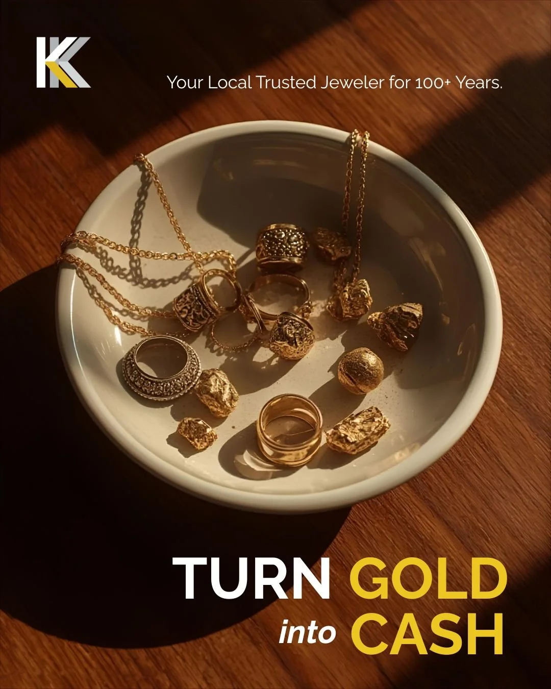 Old gold jewelry. Scrap gold. Tangled chains. Mismatched studs.
It all adds up. 
Book through the link in our bio.