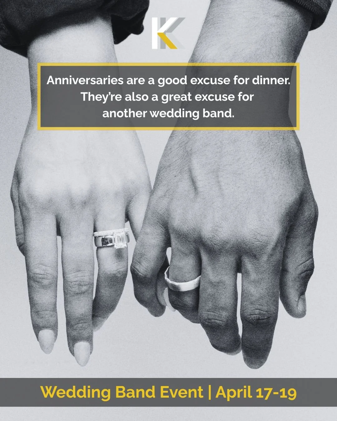 Anniversary plans? Dinner&hellip; and maybe a lil' something extra. 😉

Hint, hint... A brand new band. 💍

If you&rsquo;ve been thinking about upgrading, stacking, or swapping out the one you&rsquo;ve had forever&mdash;our Wedding Band Event is the 