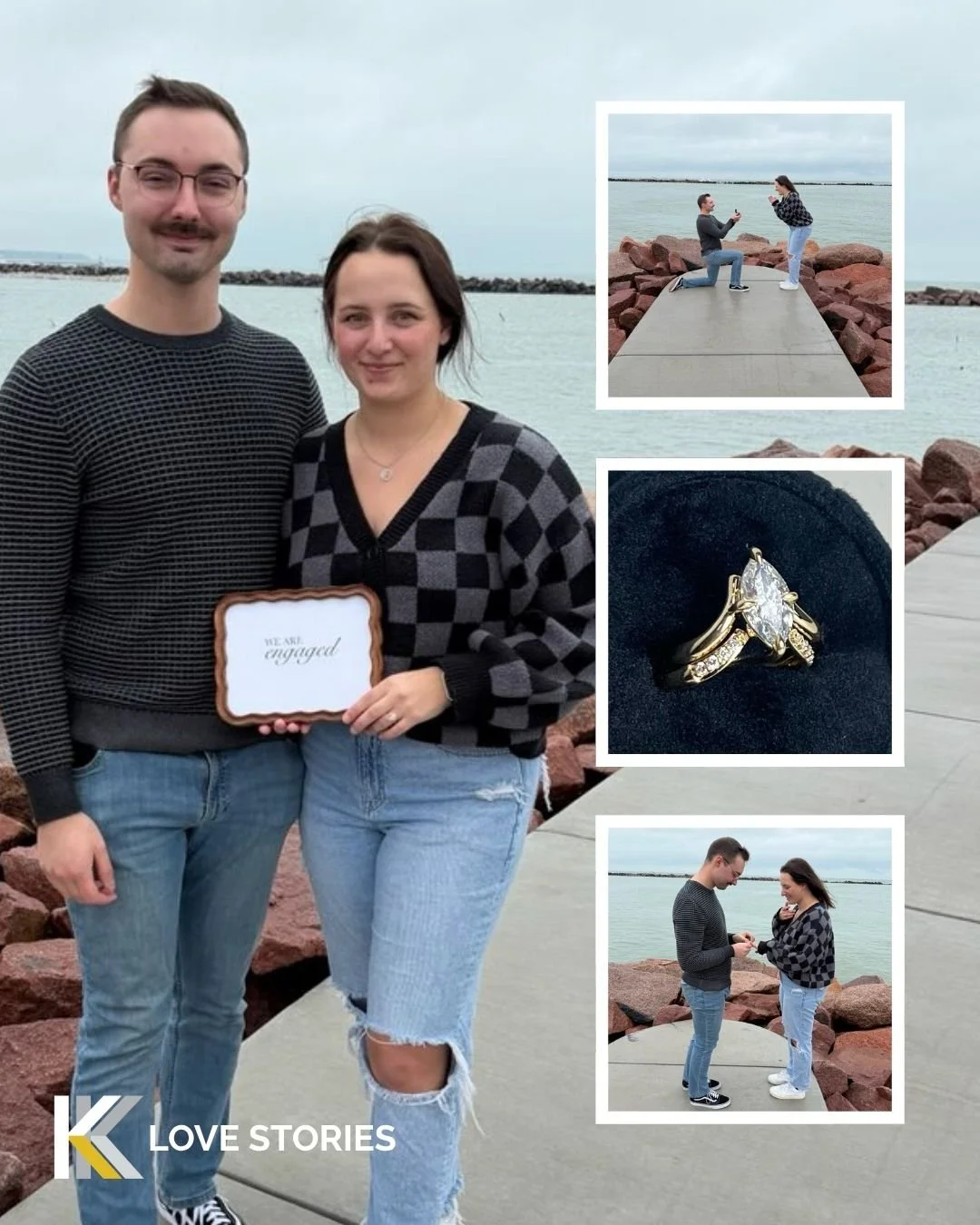 K&amp;K Love Stories Time!❤

Josh walked in with an inspiration photo Becca loved and we got to work bringing her dream ring to life. We custom made her marquise engagement ring and wedding band and she had no idea it was happening.

Josh proposed at