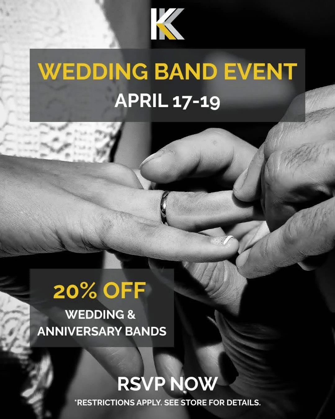 🚨OPEN TODAY!🚨
Yes&hellip;open from 11-3 for the third and FINAL day of our band event!  Take advantage of up to 20% of wedding and anniversary bands. 
Walk-ins welcome&hellip;see you soon!